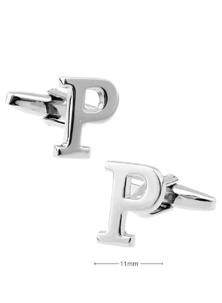 Personalized Fashion English Letter P Shape Cufflinks Mens French Shirt Cufflinks For Wedding