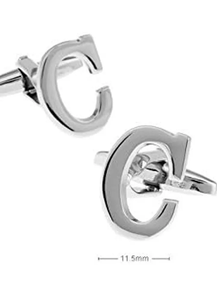 Personalized Fashion English Letter C Shape Cufflinks Mens French Shirt Cufflinks For Wedding