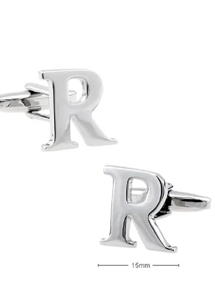 Personalized Fashion English Letter R Shape Cufflinks Mens French Shirt Cufflinks For Wedding