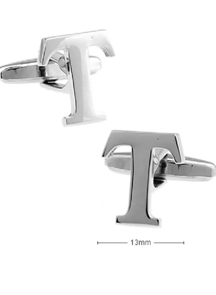 Personalized Fashion English Letter T Shape Cufflinks Mens French Shirt Cufflinks For Wedding
