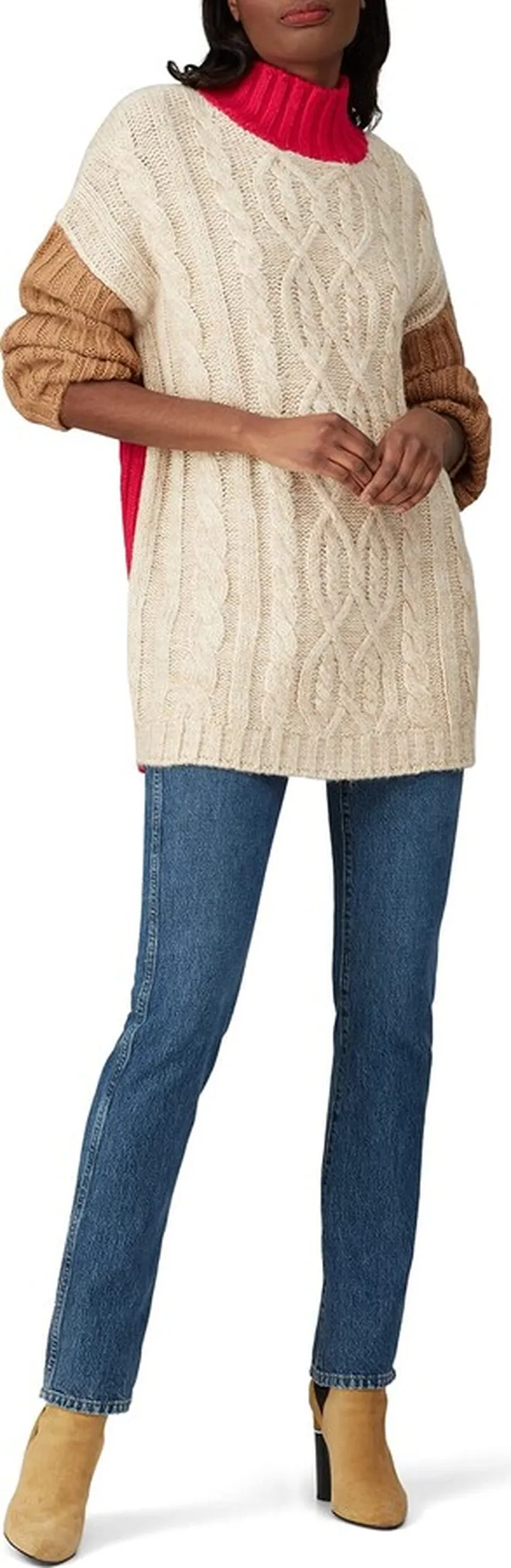 MOON RIVER Rent the Runway Pre-Loved Colorblock Oversized Turtleneck