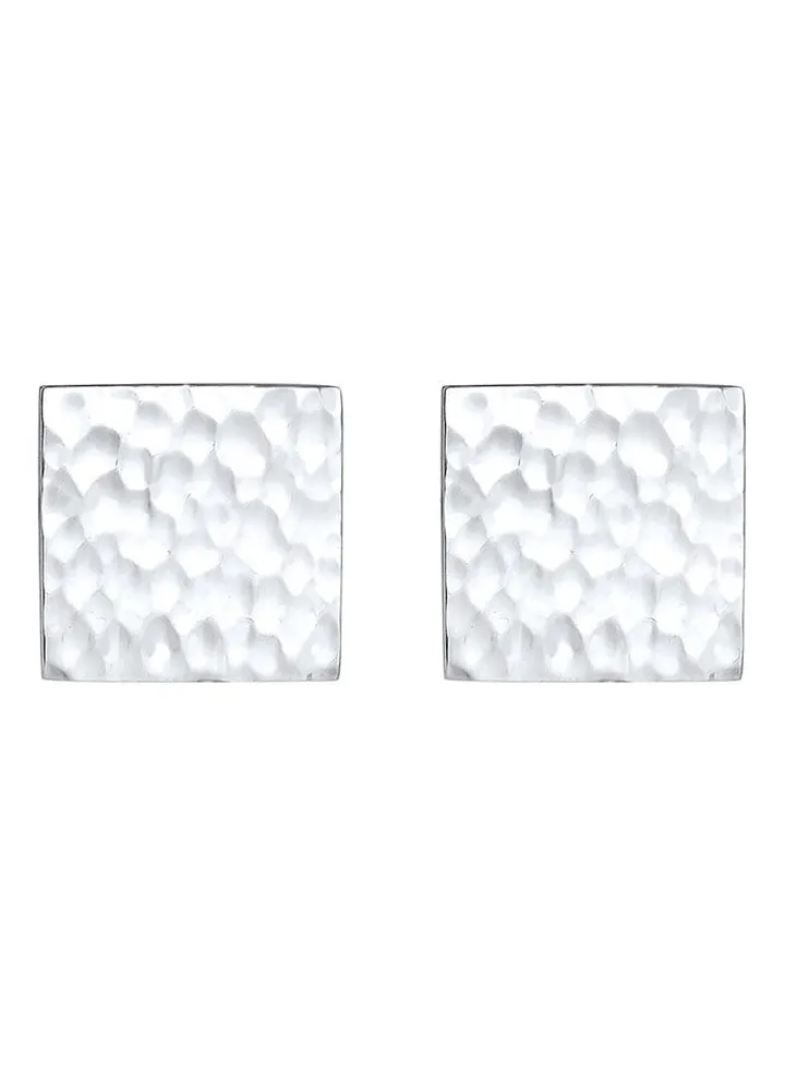 Square Geo Hammered 925 Sterling Silver Cufflinks