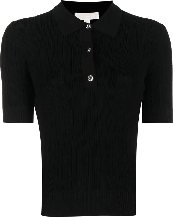 Rib-Knit Polo Top