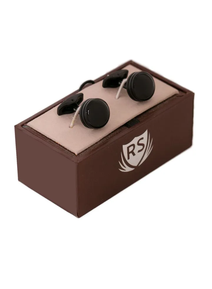 Round Formal Black Cufflink