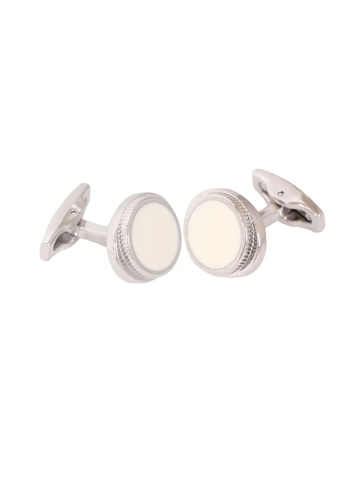 Formal White Silver Cufflink