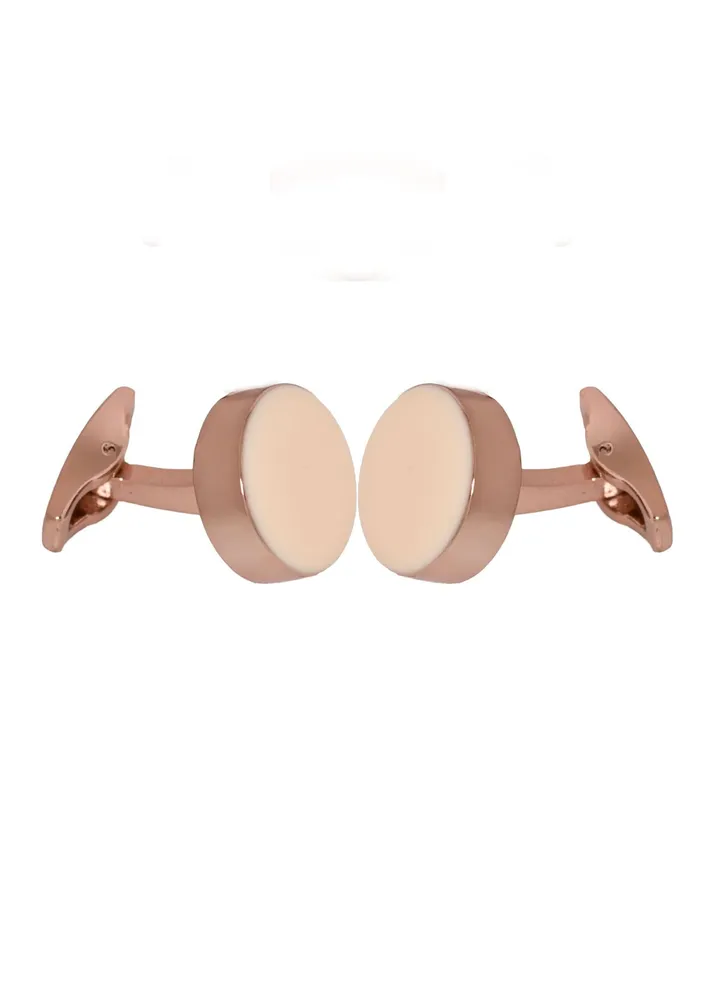Round Rosegold White Cufflink