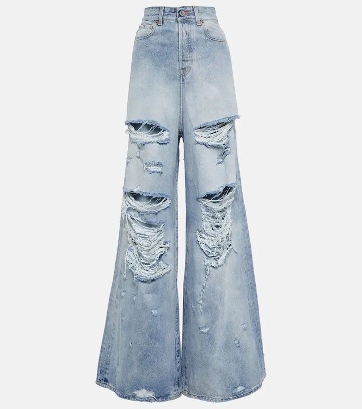 Distressed high-rise jeans