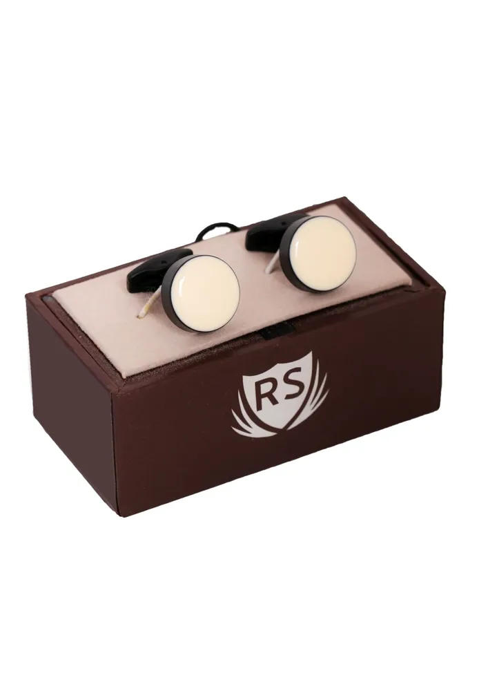 Round White Black Cufflink
