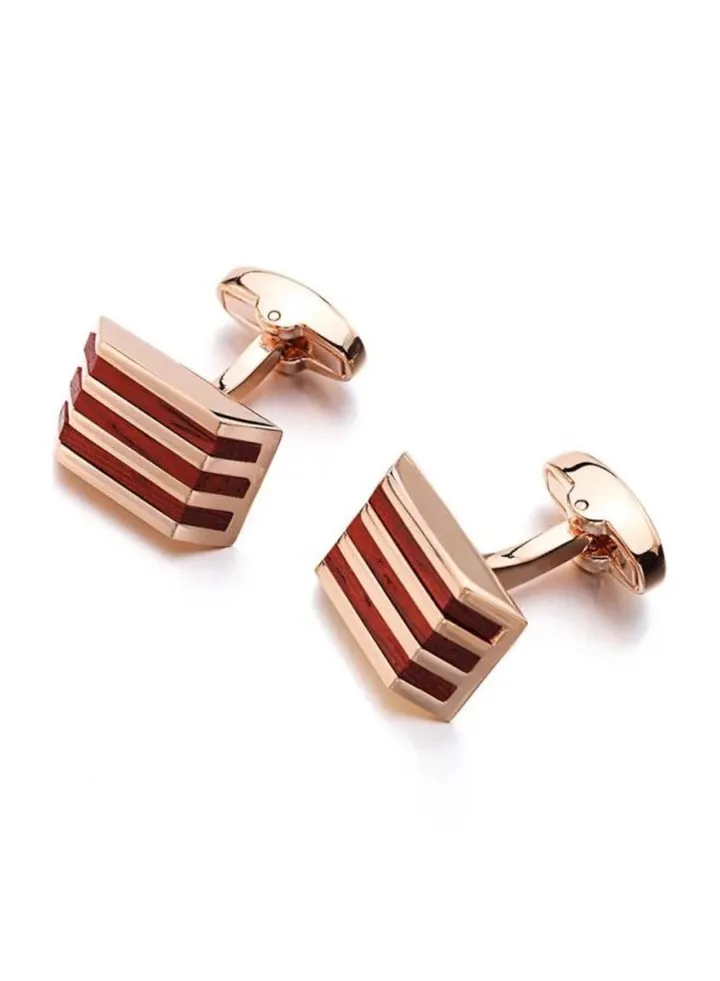 Luxurious cufflinks set made of steel and rosewood