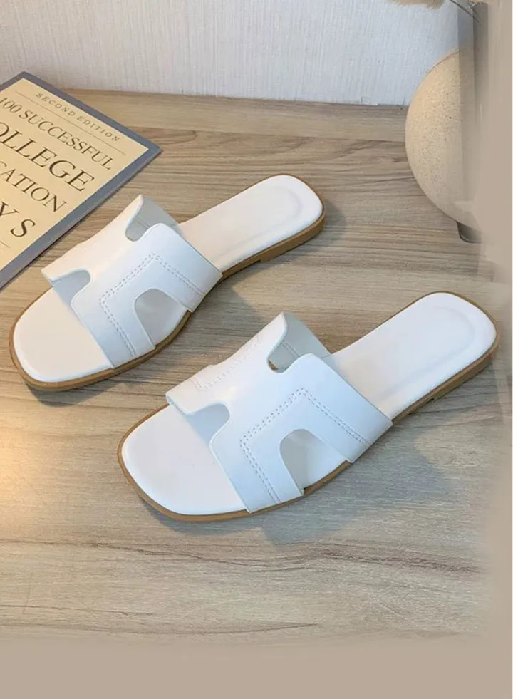 Women Fashion white Bliss Slippers Stylish Comfort for Summer Outdoor or Indoor Flat Beach Sandals