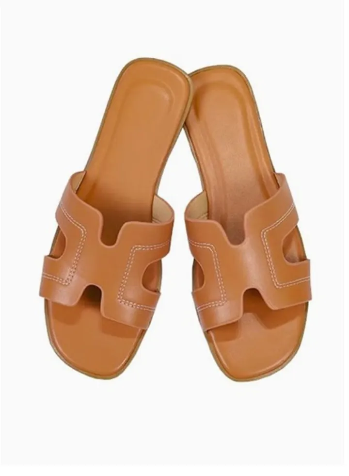 Women Fashion Brown Bliss Slippers Stylish Comfort for Summer Outdoor or Indoor Flat Beach Sandals