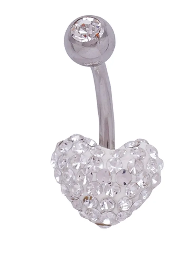 Heart Sparkle Stainless Steel Belly Ring