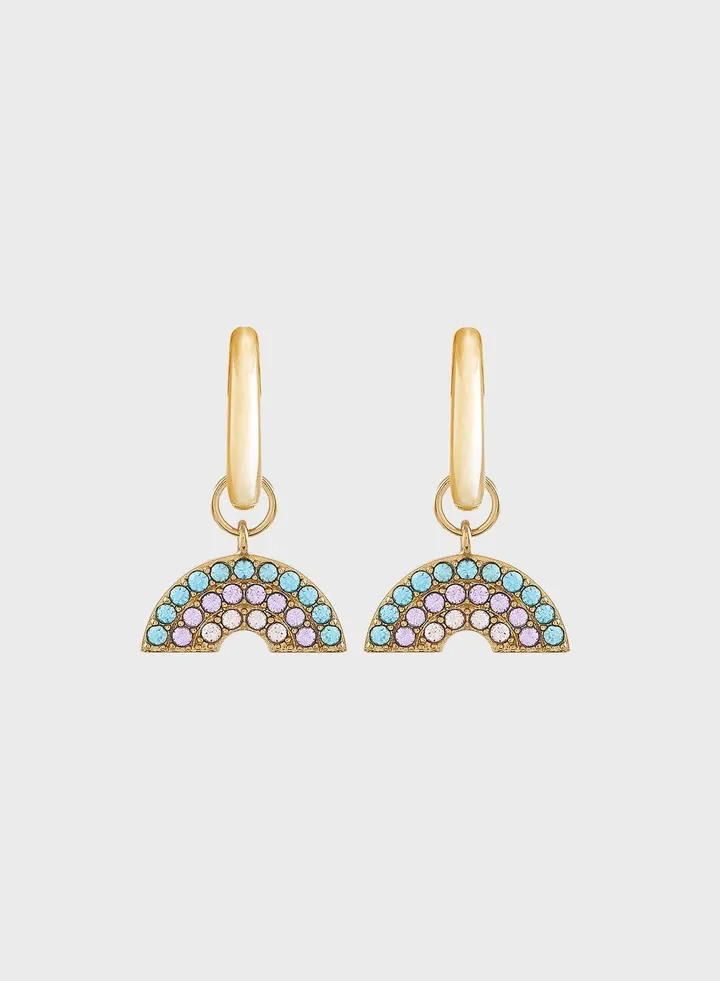 Sterling Silver Hoops & Brass Charms Earrings