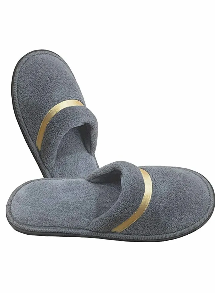 Spa slippers, SYOSI Disposable for Guests Coral fleece Closed Toe Slippers, Washable Hotel Travel Non-Slip Slippers Medium Size(11.4×4.5 Inch) (Gray-6 Pairs)