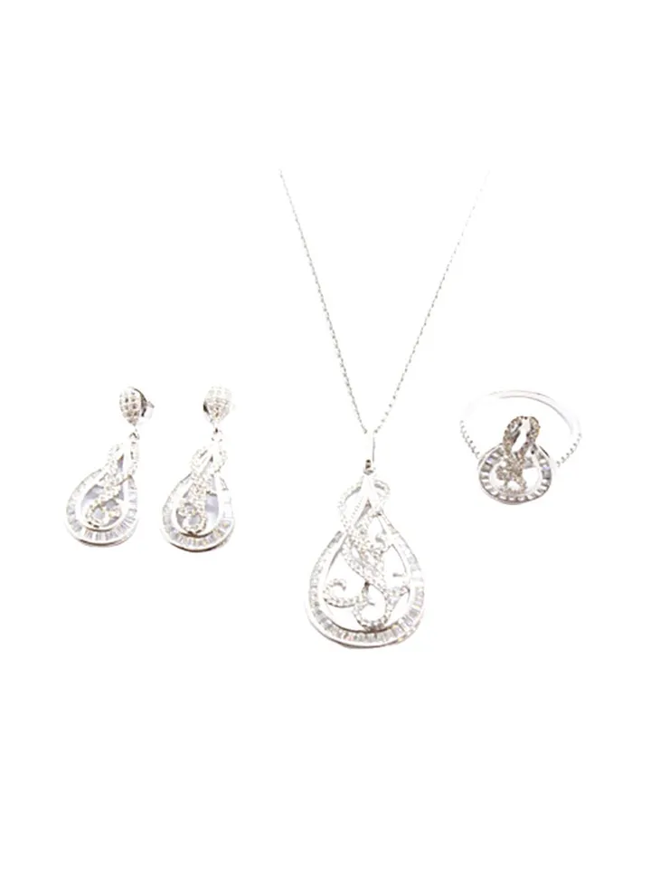 3-Piece Pure 925 Sterling Silver Jewellery Set