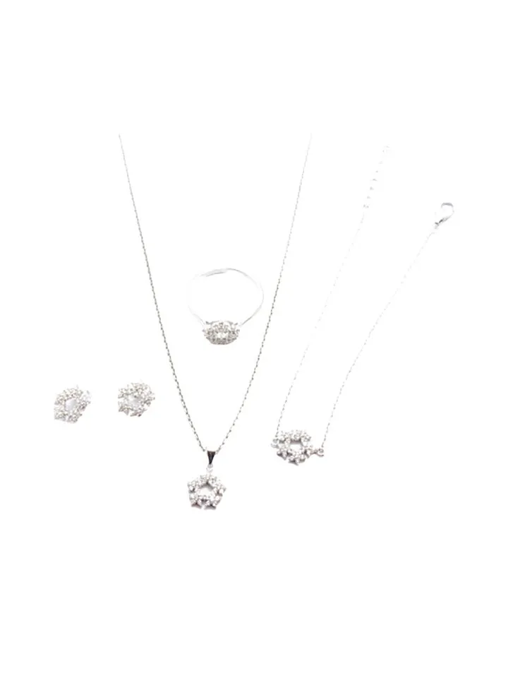 4-Piece Pure 925 Sterling Silver Jewellery Set