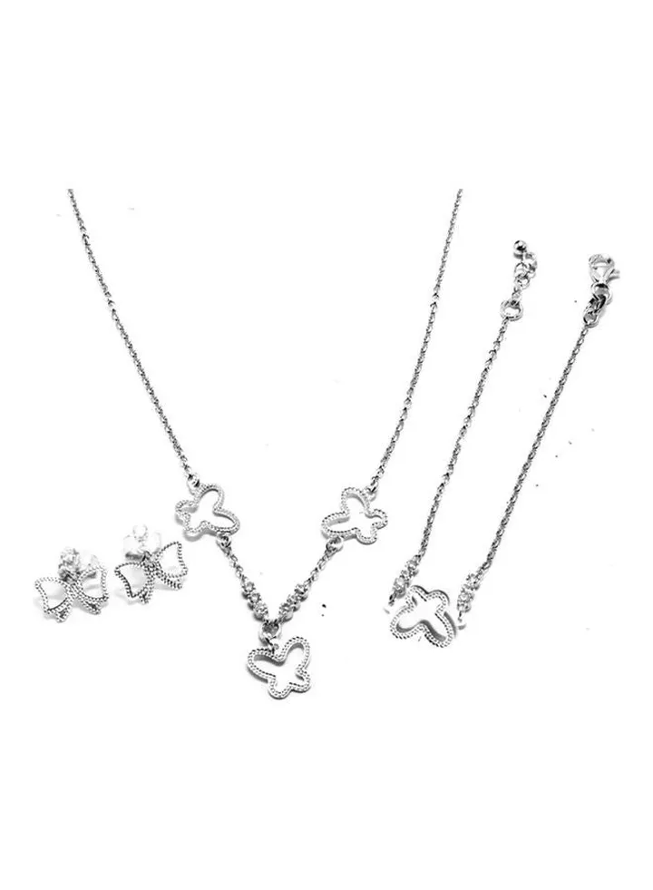 925 Sterling Silver Earrings And Necklace With Bracelet Set