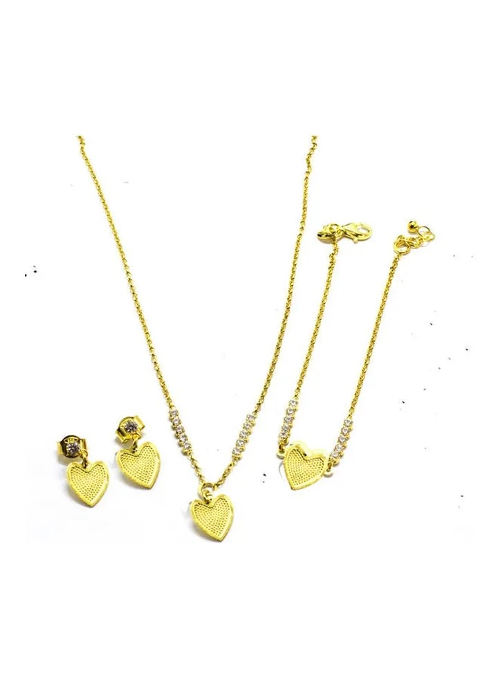 925 Sterling Silver Earrings And Necklace With Bracelet Set