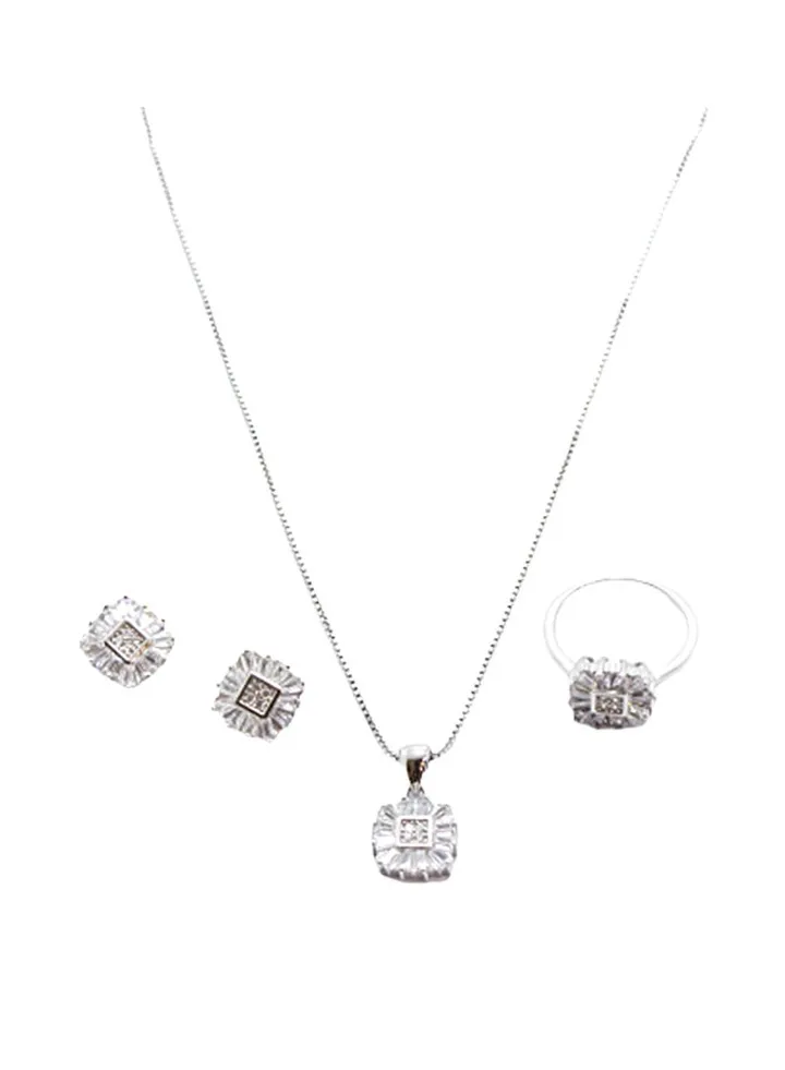 3-Piece Pure 925 Sterling Silver Jewellery Set