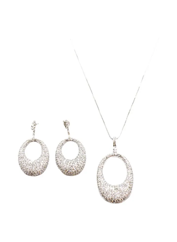 2-Piece Silver Earrings & Pendant Necklace Jewellery Set
