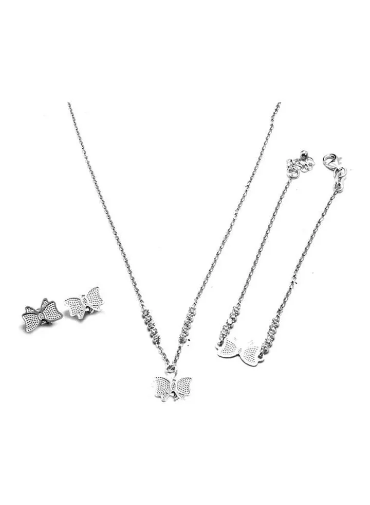 925 Sterling Silver Earrings And Necklace With Bracelet Set