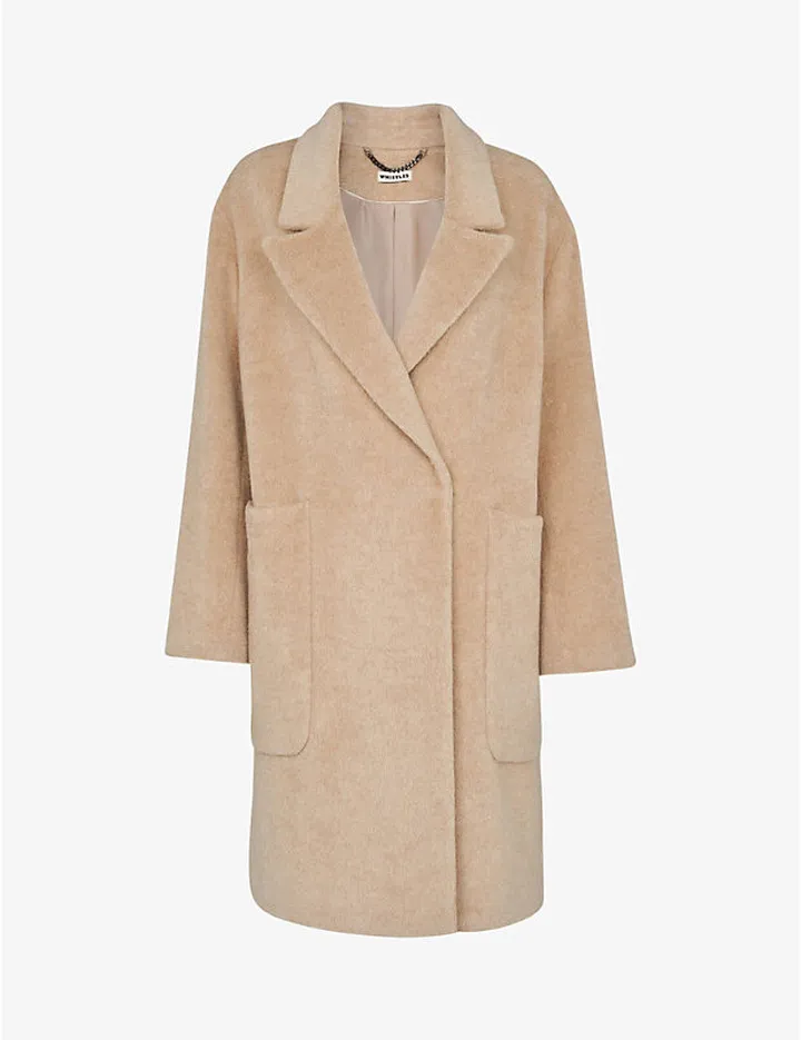 Womens Black Lola Wool-blend Coat