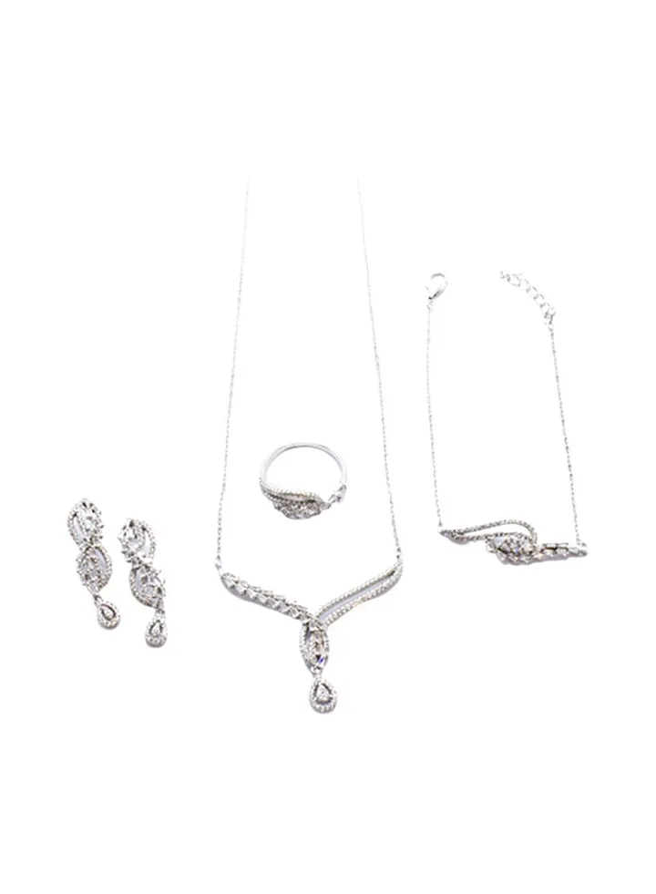 4-Piece Pure 925 Sterling Silver Jewellery Set