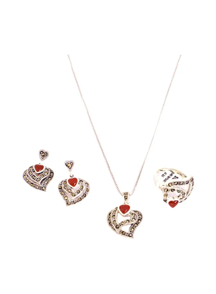 3-Piece Pure 925 Sterling Silver Jewellery Set