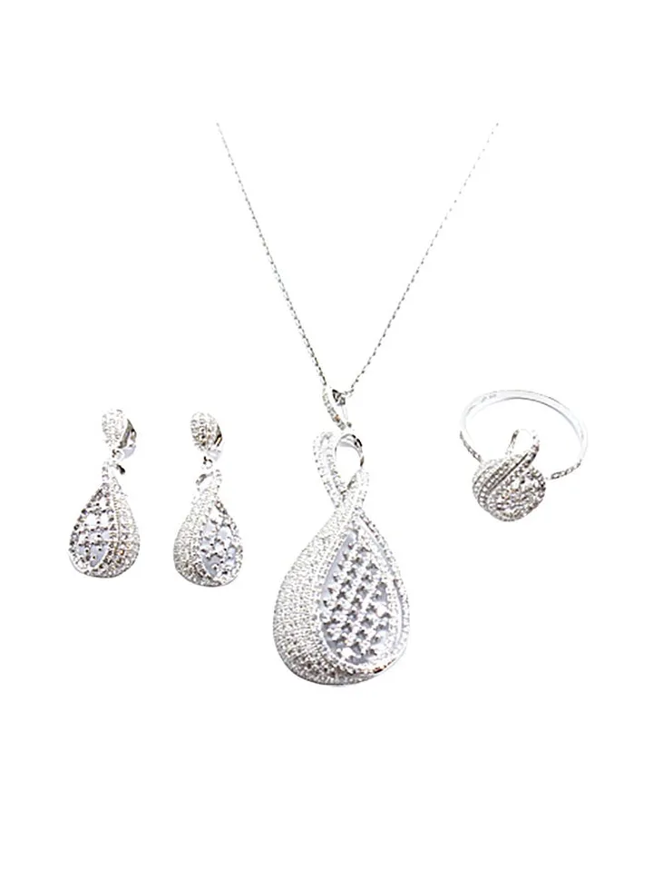 3-Piece Pure 925 Sterling Silver Jewellery Set