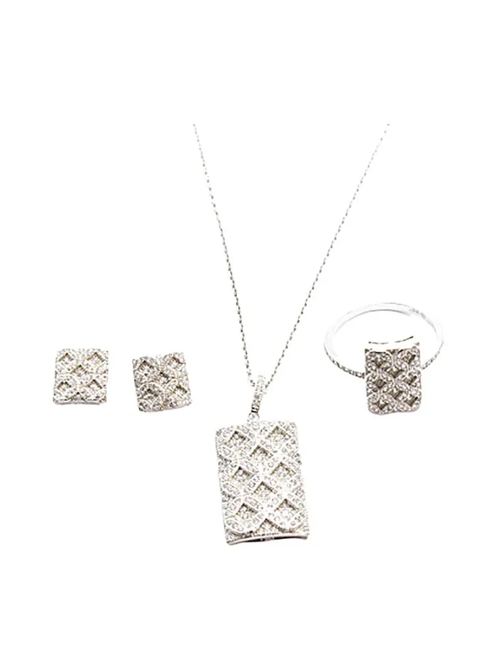 3-Piece Pure 925 Sterling Silver Jewellery Set