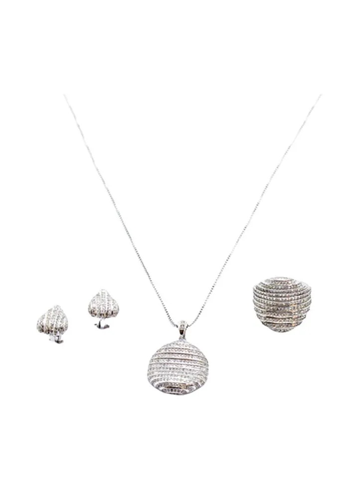3-Piece Pure 925 Sterling Silver Jewellery Set