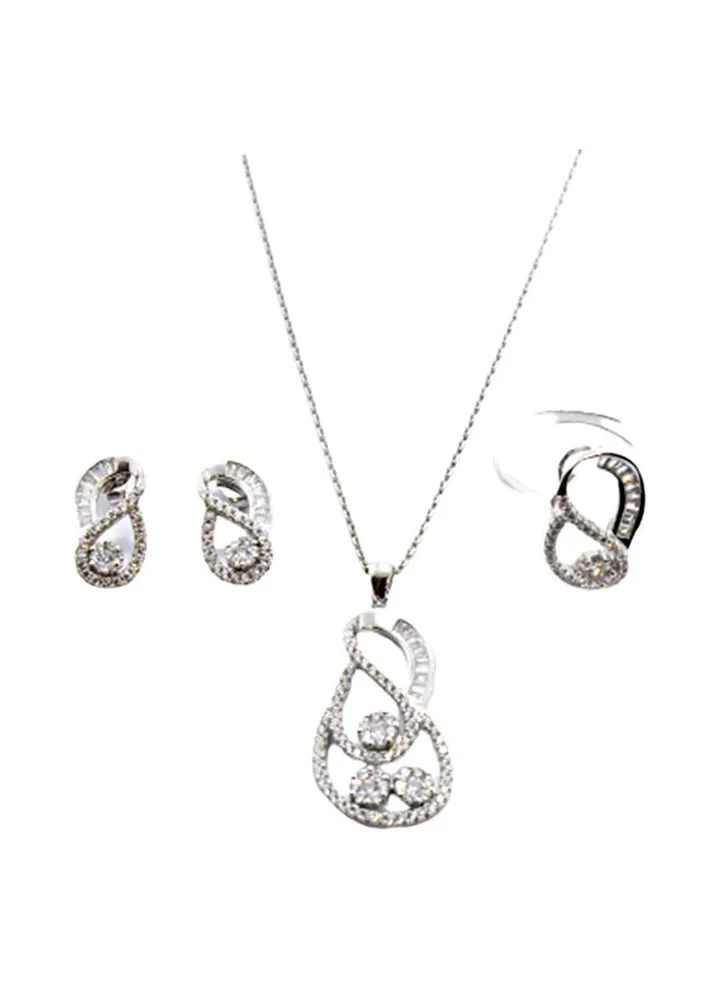 3-Piece Pure 925 Sterling Silver Jewellery Set