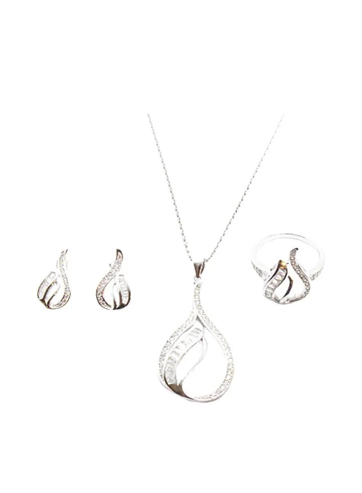 3-Piece Pure 925 Sterling Silver Jewellery Set