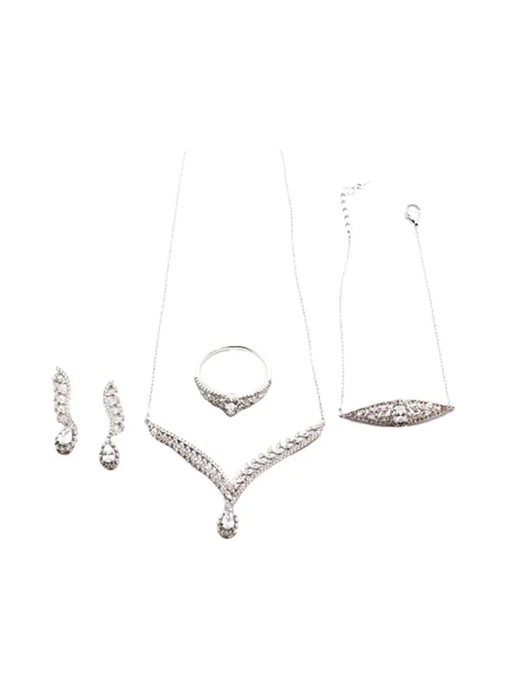 4-Piece Pure 925 Sterling Silver Jewellery Set