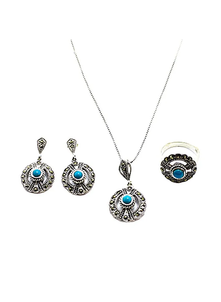 3-Piece Pure 925 Sterling Silver Jewellery Set