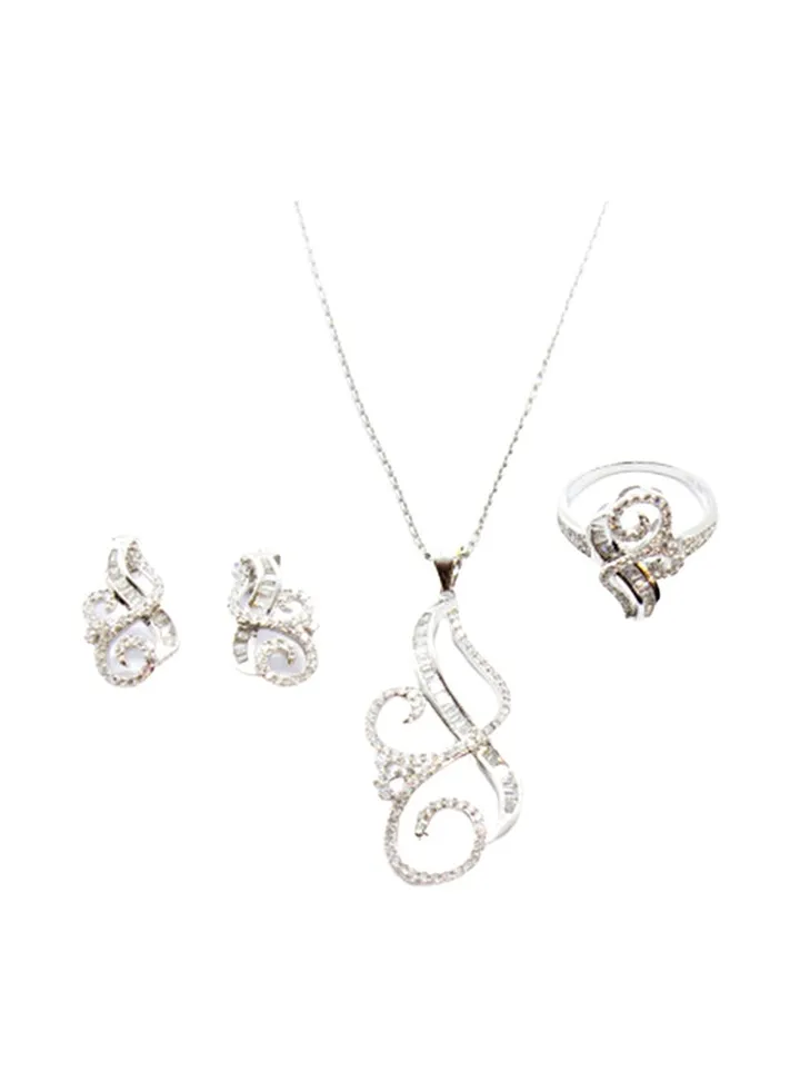 3-Piece Pure 925 Sterling Silver Jewellery Set