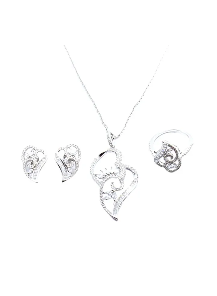 3-Piece Pure 925 Sterling Silver Jewellery Set