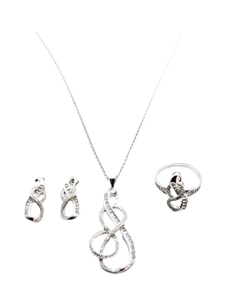 3-Piece Pure 925 Sterling Silver Jewellery Set