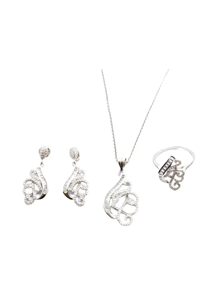 3-Piece Pure 925 Sterling Silver Jewellery Set