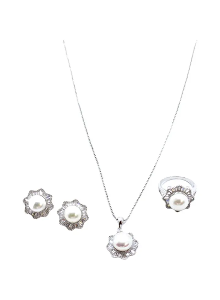 3-Piece Pure 925 Sterling Silver Jewellery Set