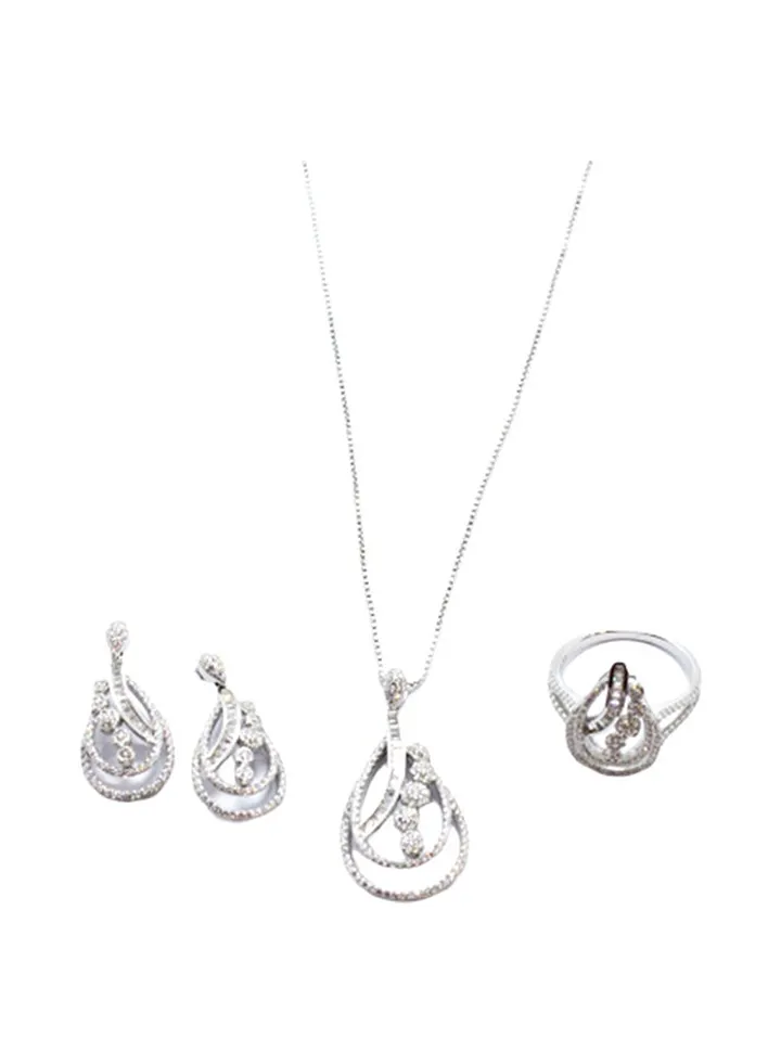 3-Piece Pure 925 Sterling Silver Jewellery Set