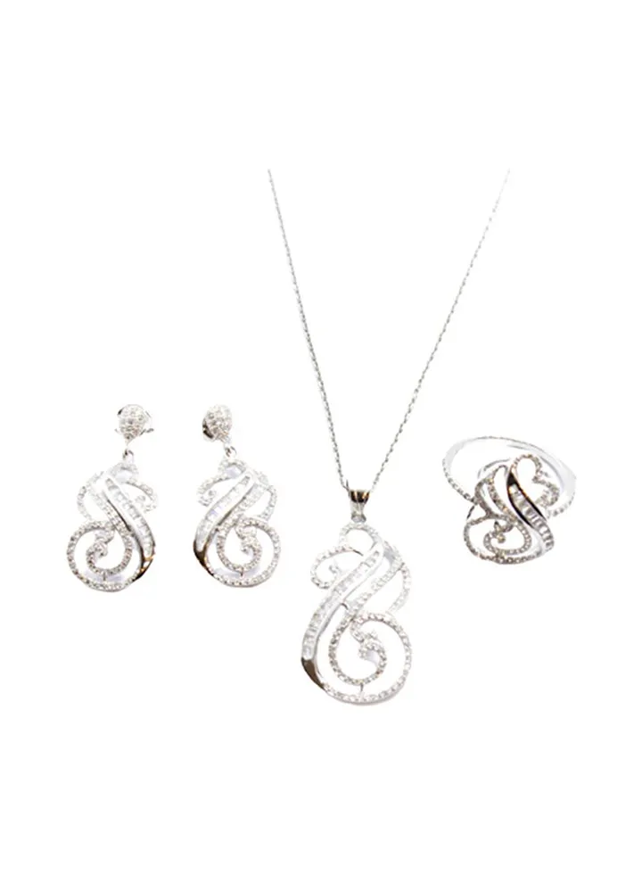 3-Piece Pure 925 Sterling Silver Jewellery Set