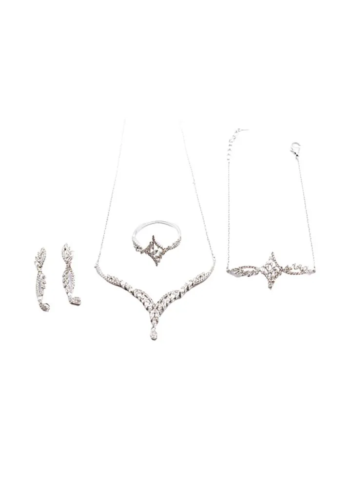 4-Piece Pure 925 Sterling Silver Jewellery Set