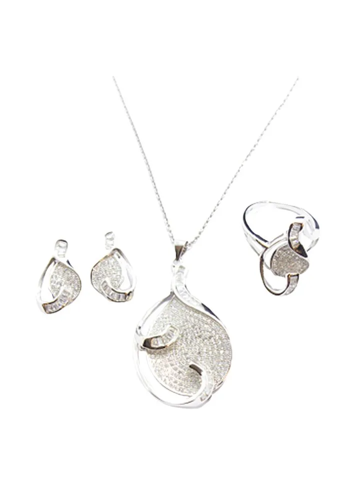 3-Piece Pure 925 Sterling Silver Jewellery Set
