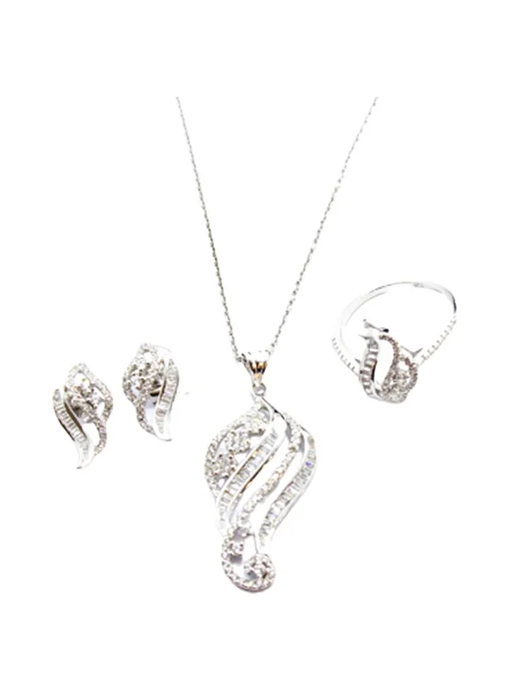 3-Piece Pure 925 Sterling Silver Jewellery Set