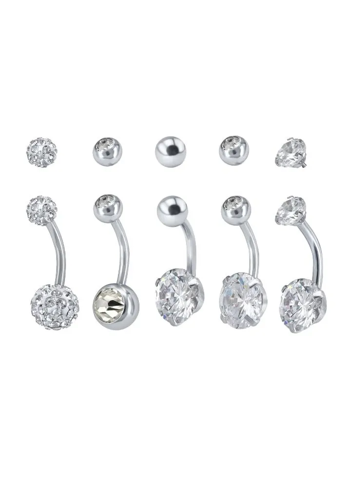 5-Piece Stainless Steel Belly Ring