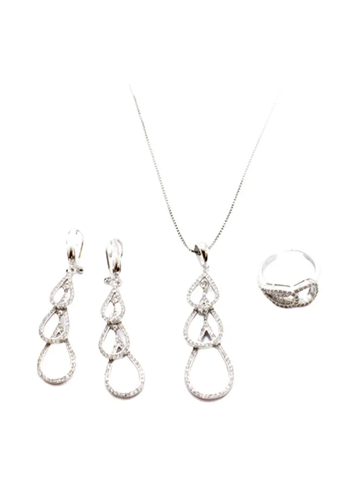 3-Piece Pure 925 Sterling Silver Jewellery Set