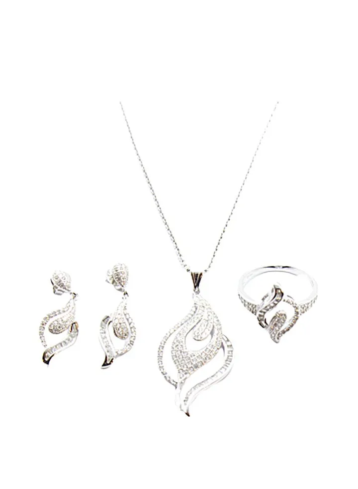 3-Piece Pure 925 Sterling Silver Jewellery Set