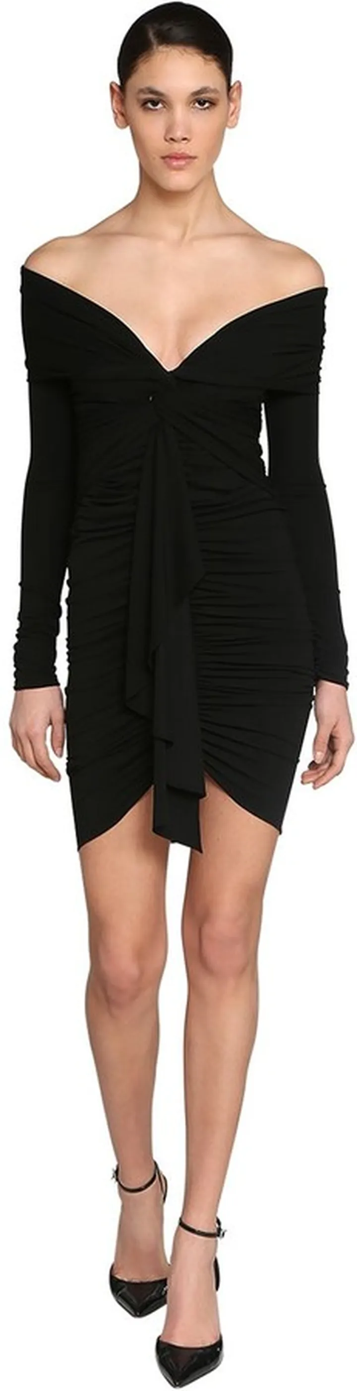 Off Shoulder Stretch Jersey Mini Dress