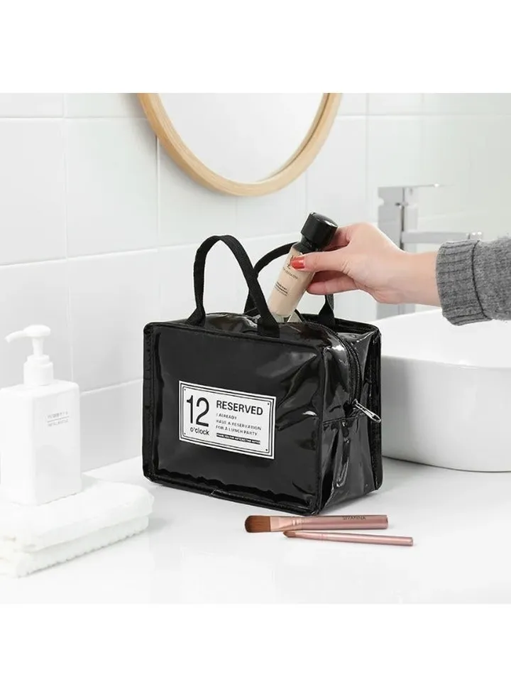 Large waterproof portable leather cosmetic bag 27*23cm - black